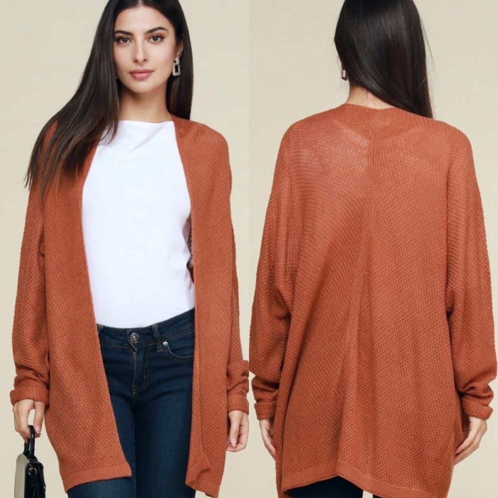 Pumpkin spice loose fit kimono cardigan - Picture 2 of 7